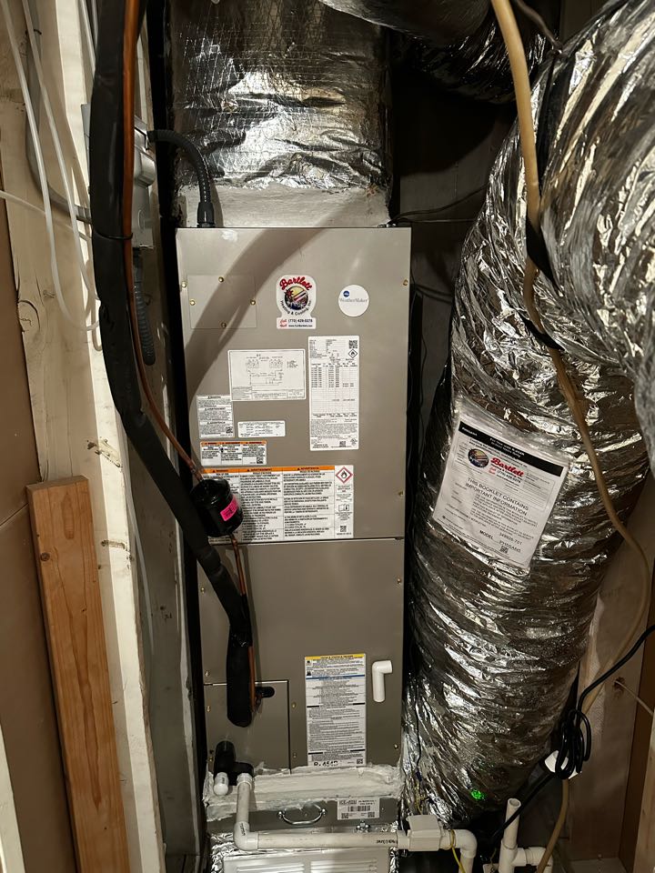 Smyrna, GA - Replaced existing mechanical system serving the basement. Replaced thermostat. Installed new return plenum with 1 inch filter rack. Filter size is 16x20x1. Tested heat and air conditioning. System is working as needed. Thank you for choosing Bartlett Heating and Cooling. 