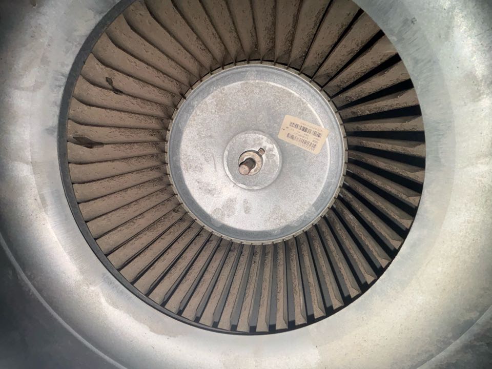 Heating maintenance on Carrier Zoned system. Found impacted blower when and capacitor out  of tolerance. 