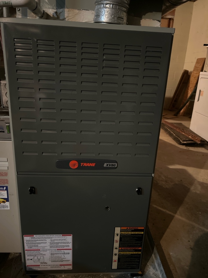 HVAC heating maintenance on Trane furnace in Smyrna. 