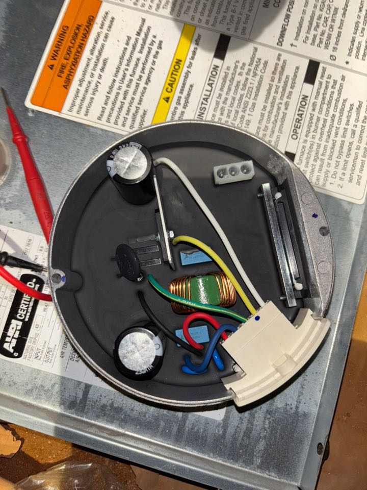 No heat call. Found shorted blower motor module. 