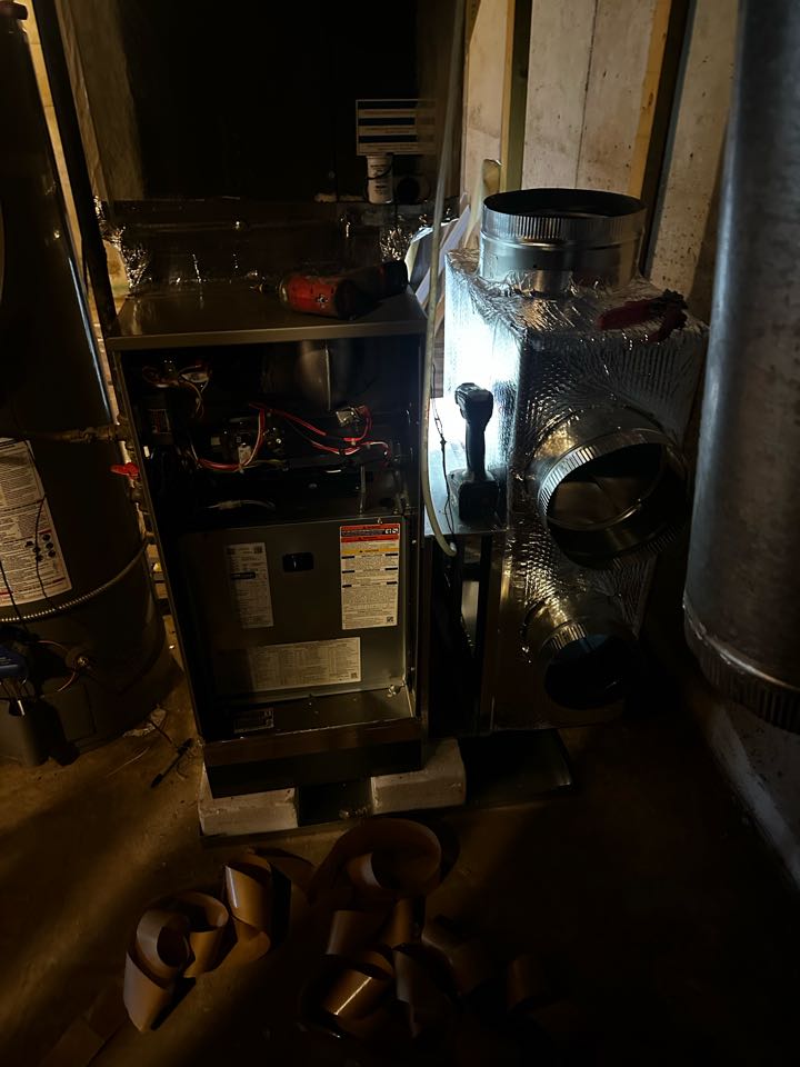 Marietta, GA - Replaced existing furnace. Replaced return plenum. Installed Aprilaire filter rack. Replaced thermostat. Set gas pressures. System is heating as needed. Thank you for choosing Bartlett Heating and Cooling. 