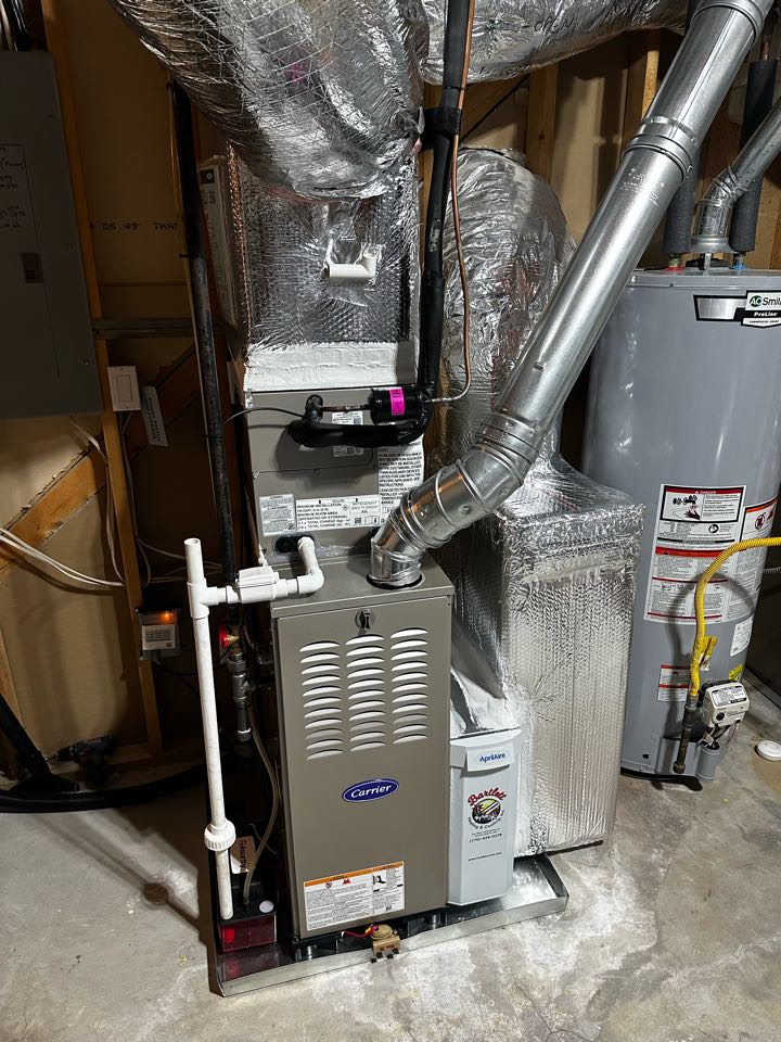 Marietta, GA - Replaced existing mechanical system serving the basement. Replaced return and supply plenum. Added 8 inch supply. Installed Aprilaire filter rack. Set gas pressures. System is working as needed. Thank you for choosing Bartlett Heating and Cooling. 