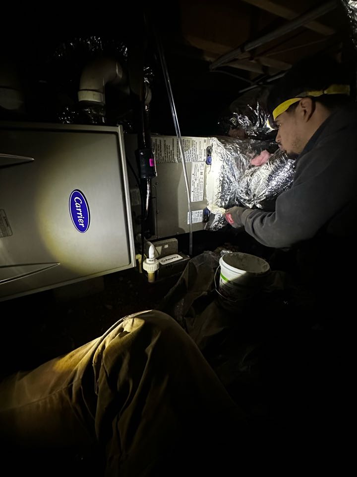 Replaced existing mechanical system. Converted to 90% furnace.  Replaced return and supply plenums. Replaced thermostat. Set gas pressures and tested air conditioner. System is working as needed. Thank you for choosing Bartlett Heating and Cooling. 