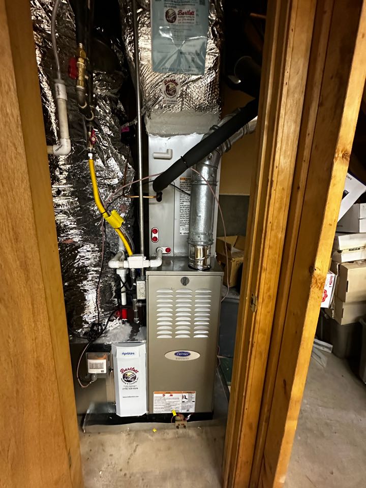 Marietta, GA - Replaced existing mechanical system. Replaced return plenum. Ran new 3/8 liquid line set. Installed Aprilaire filter rack. Replaced thermostat. Set gas pressures and tested air conditioner. System is working as needed. Thank you for choosing Bartlett Heating and Cooling. 