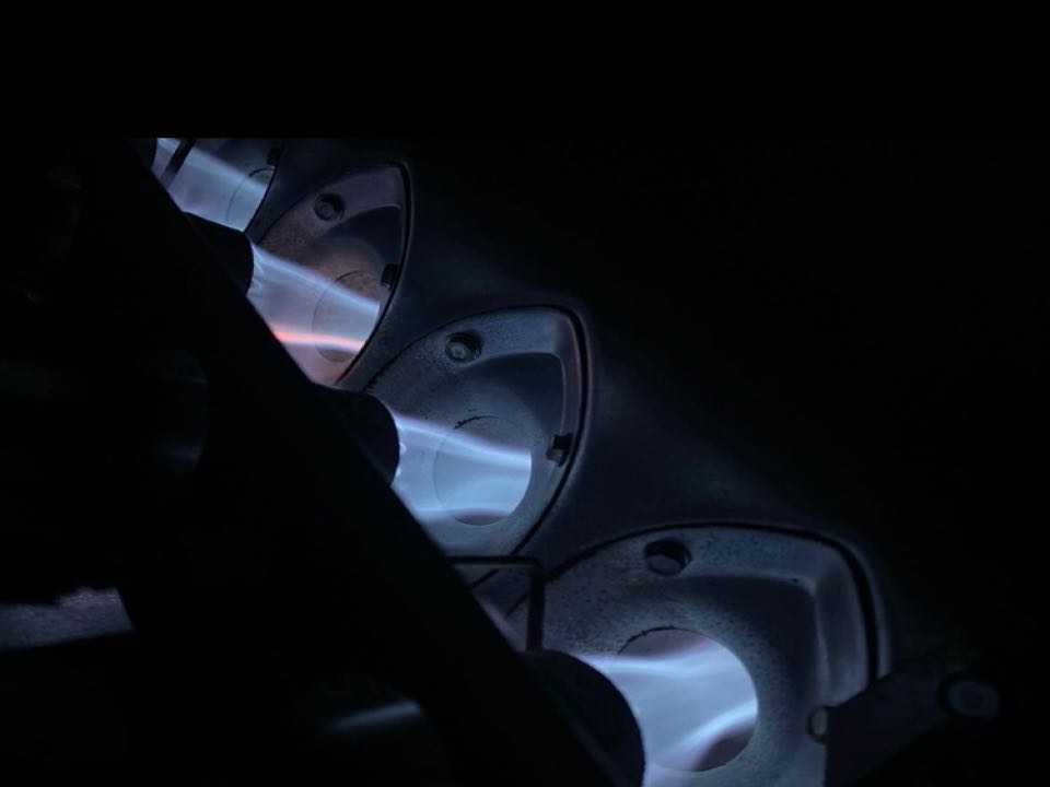 Gas burners in Trane furnace, heat maintenance with media filter replacement. 