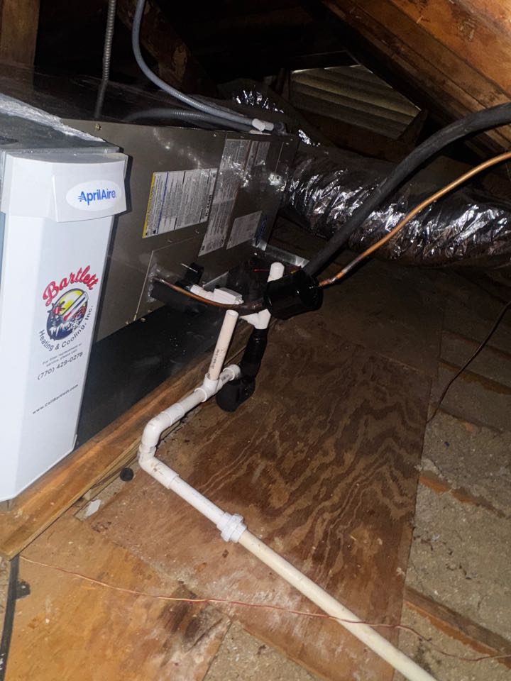 Replaced existing mechanical system. Installed Aprilaire filter rack. Increased return duct to 14”. Tested system in heat and cool. System is working as needed. Thank you for choosing Bartlett Heating and Cooling. 