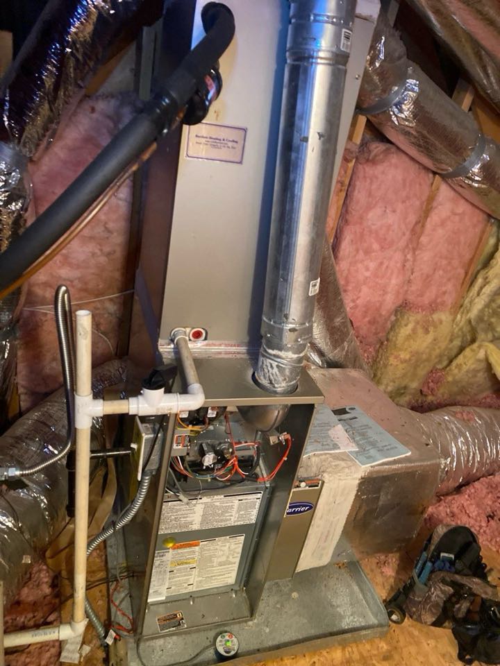 Carrier infinity gas furnace, 15 years old. Replacement of entire hvac system with new high efficiency Carrier infinity variable speed.