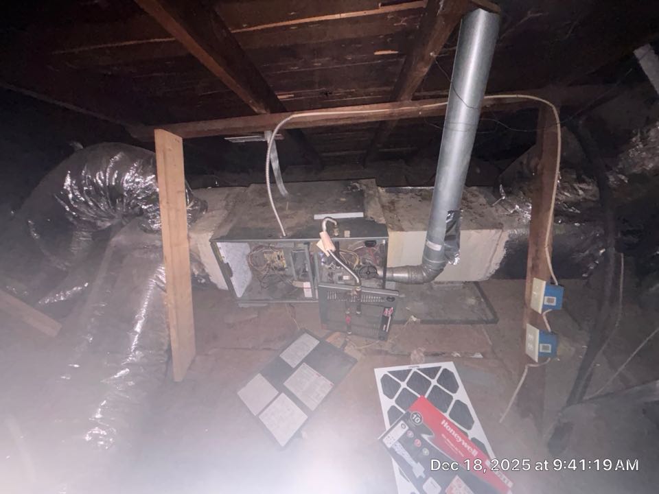 Atlanta, GA - Furnace not heating found blower door panel off of the system and found that the blower wheel is heavily impacted. 