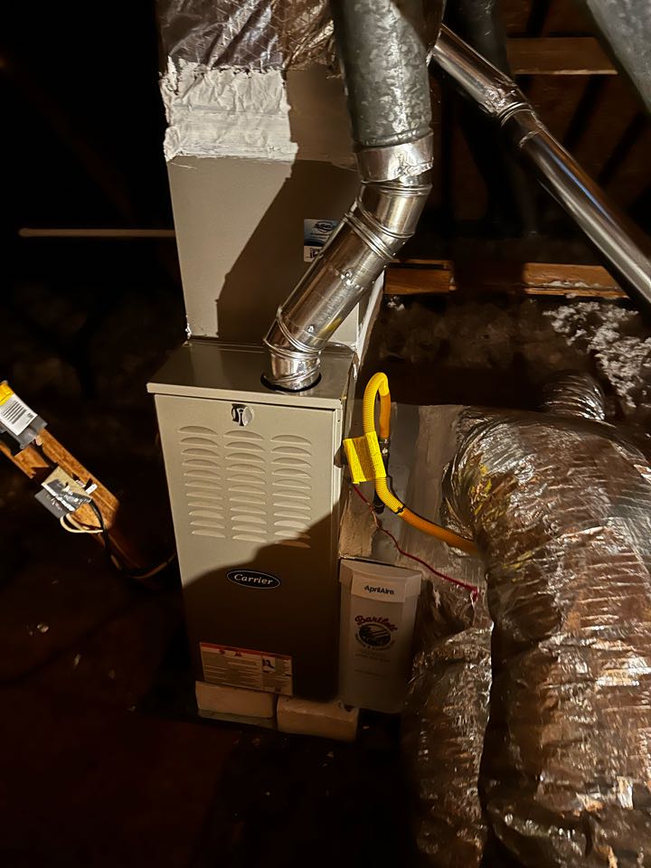 Kennesaw, GA - Replaced existing mechanical system serving the upstairs. Replaced flexible drier vent pipe in the attic with single walls metal. Installed Aprilaire filter rack. Installed Nu Shield air purifier. Set gas pressures and tested air conditioner. System is working as needed. Thank you for choosing Bartlett Heating and Cooling. 