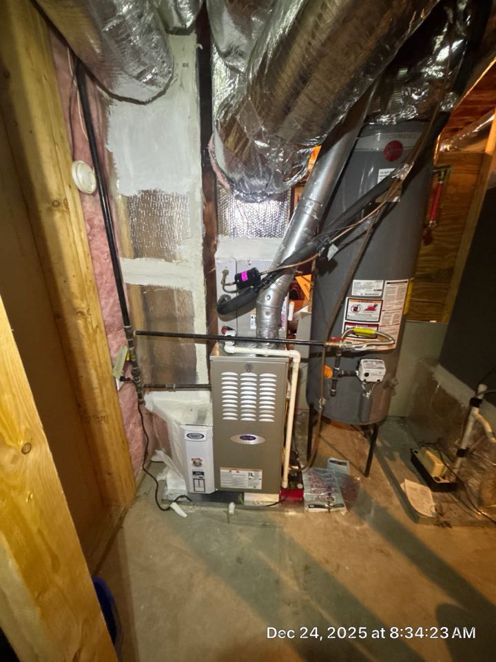 Three system heating maintenance found micro leak on main level system. We will come back to repair. One scheduled also found two capacitors for the basement level system supposed to be out of manufacturer specifications.