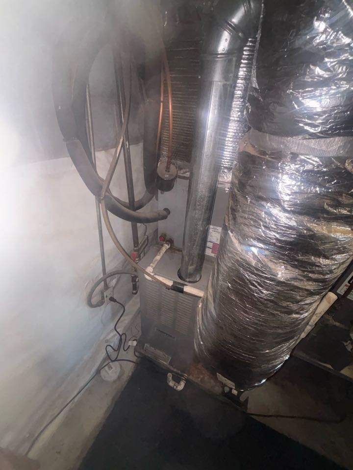 Mableton, GA - Heating maintenance on gas furnace. Found blower wheel impacted. Recommend cleaning and installing air purifier. 