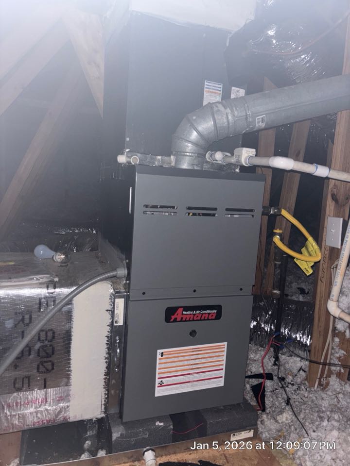 Heating maintenance on Amanda gas furnace. 