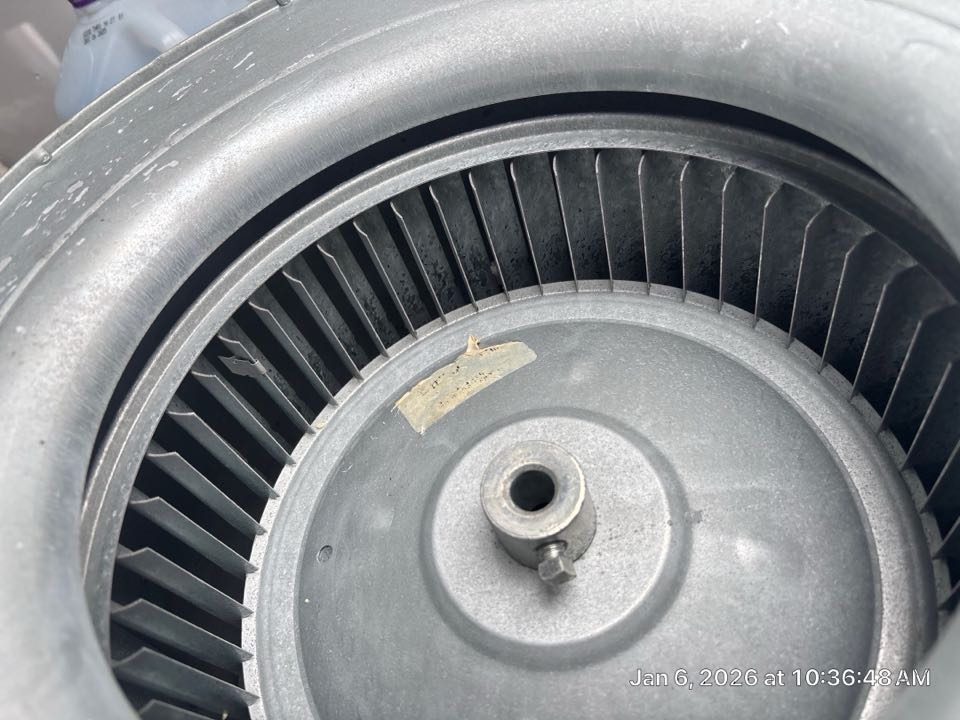 Smyrna, GA - 3 system heating maintenance. Found impacted blower wheel on the upstairs system. 
