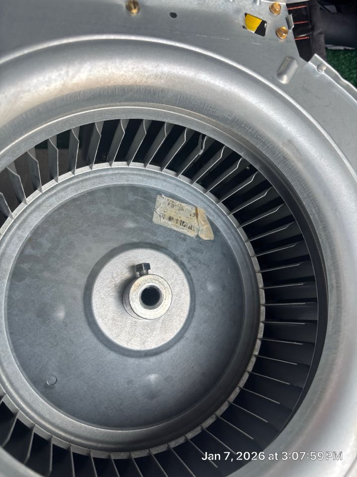 Conducted blower wheel assembly cleaning and treated blower cabinet for biological growth treatment. 