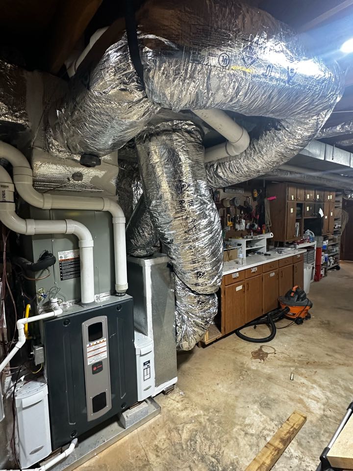 Added zoning to existing system. Added new returns. Moved supply vents from wall to floor. Relocated existing thermostat and installed new thermostat. Sealed air leaks and insulated supply ducts. Increased two main returns from 14 to 16 inch. Tested zoning. System is working as needed. Thank you for choosing Bartlett Heating and Cooling. 