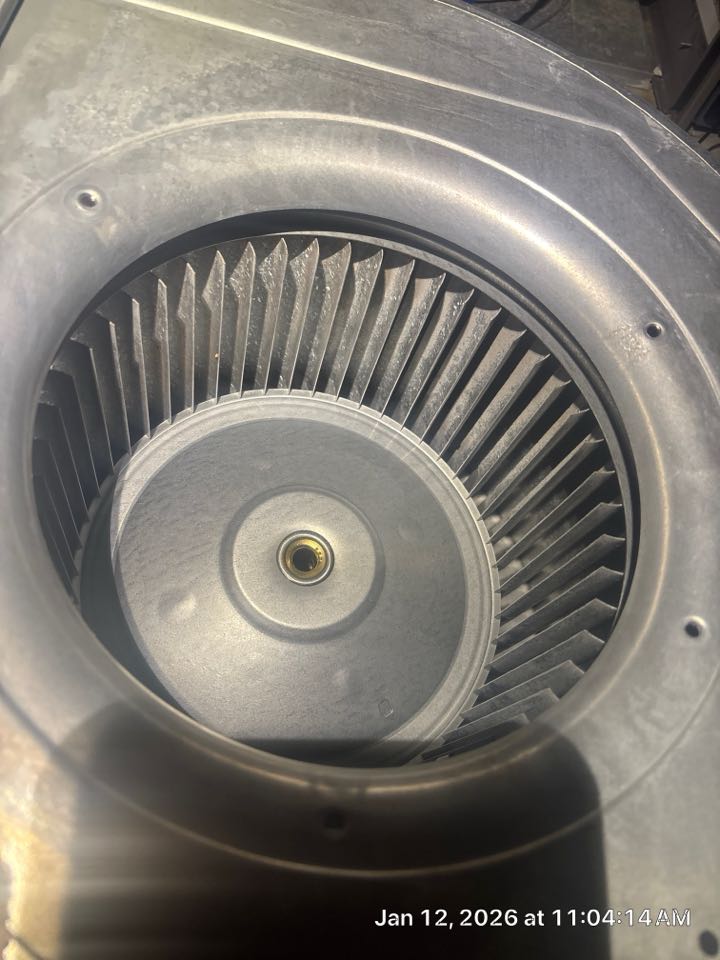 Smyrna, GA - 2 system heating maintenance found that the upstairs/ main level furnace blower wheel was impacted and 7.5 run capacitor out of manufacture specifications. 