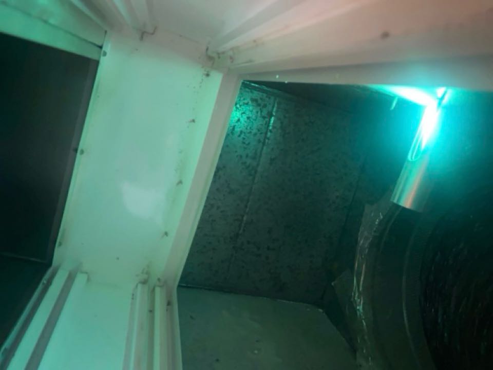 UV air purifier inspected during gas furnace heat maintenance with media filter replacement.