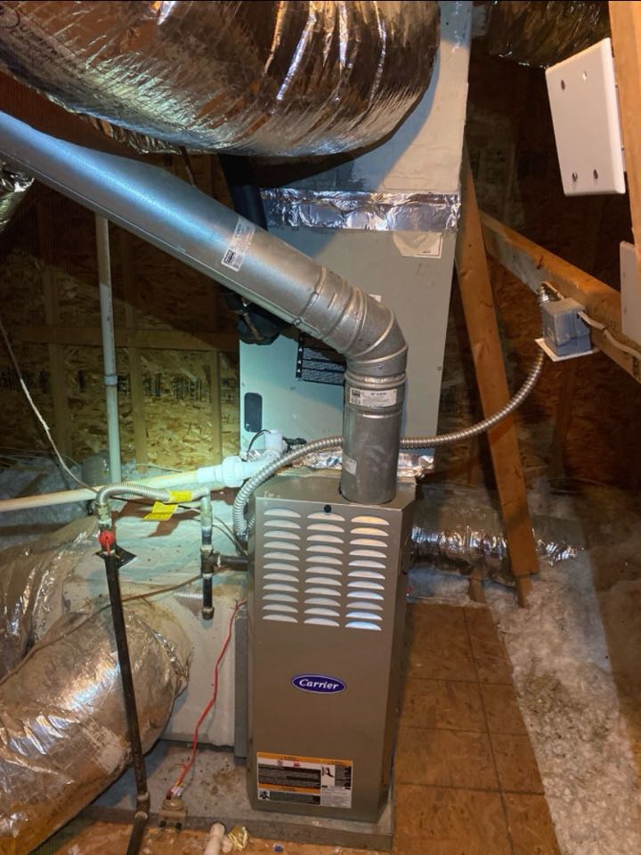 Carrier gas furnace with Ecobee thermostat.