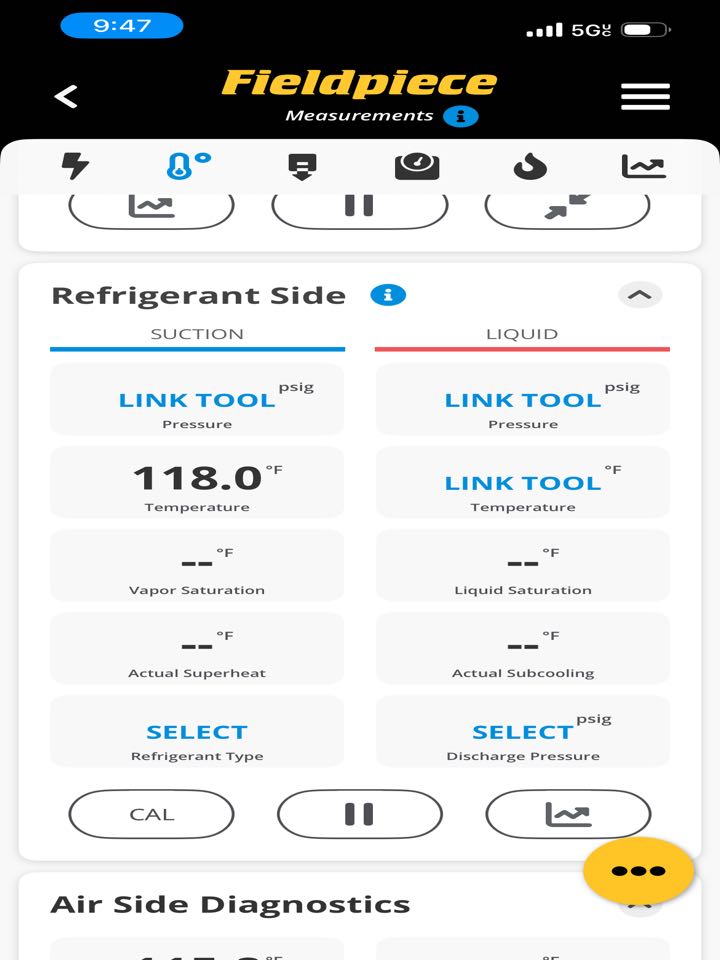 Testing line temperature