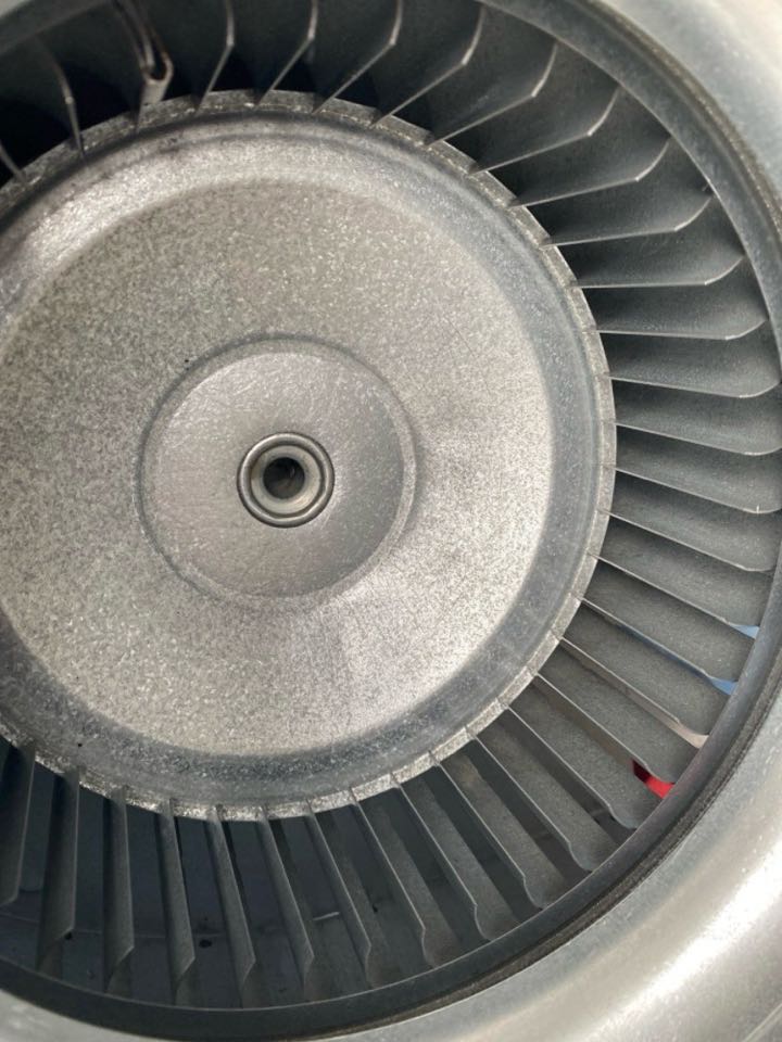 Powder Springs, GA - Air handler blower assembly cleaning, new blower motor with capacitor, evaporator coil cleaning, and a new thermostat installed.