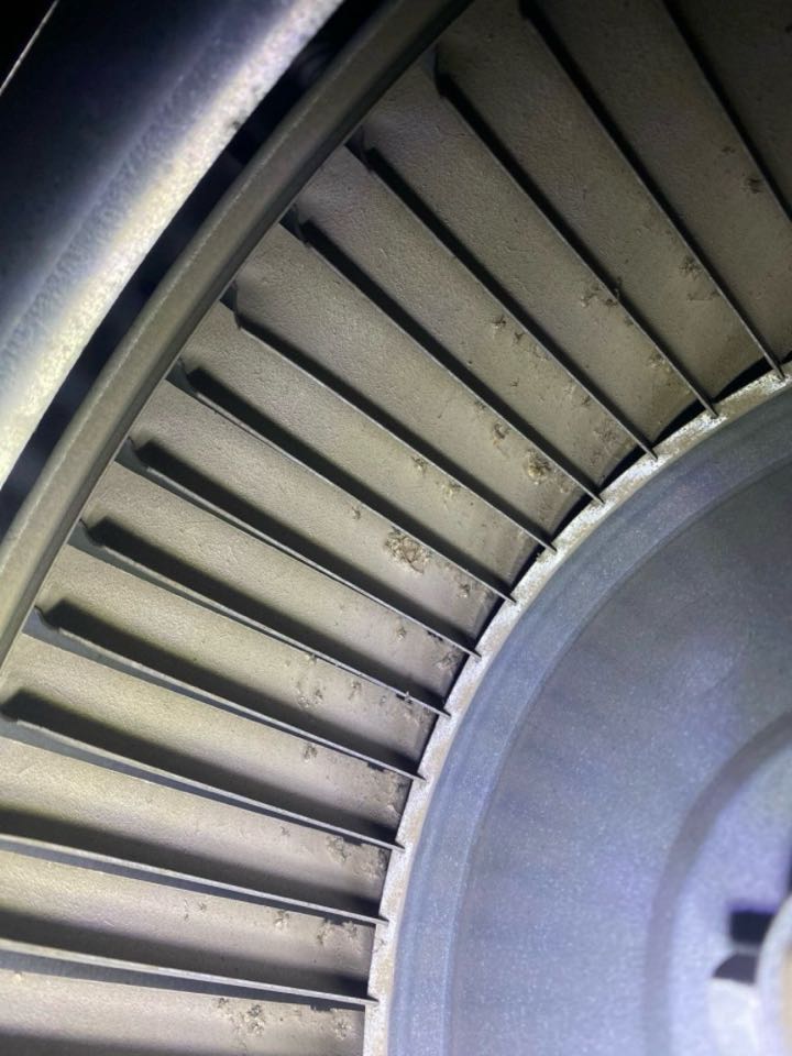 Marietta, GA - Clogged filter and dirty blower wheel causing no heat in gas furnace.