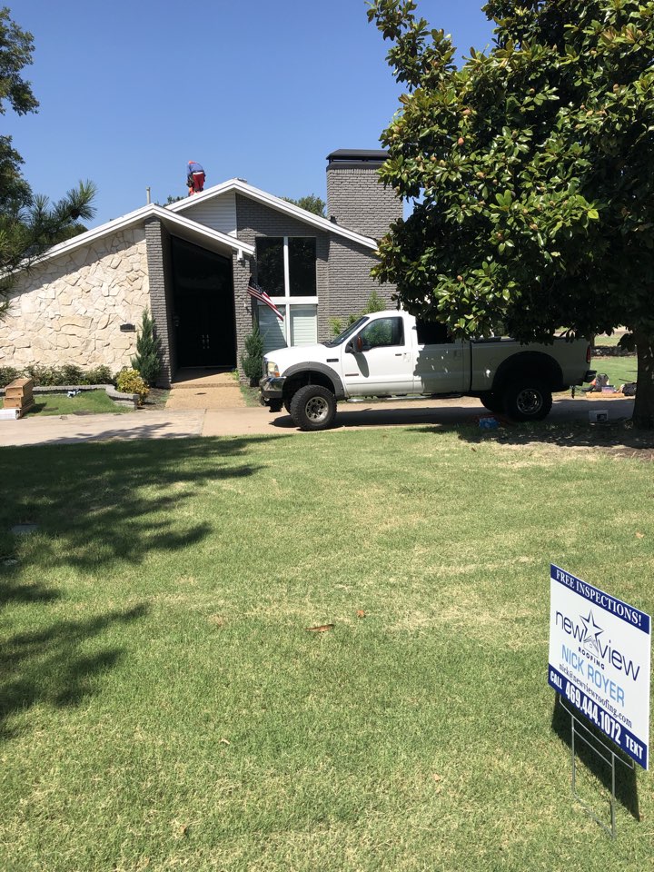 Frisco, TX - New View Crew working hard on a new GAF roof replacement due to recent wind and hail storms in the Frisco Tx area. In addition to the roof we are replacing the hail damaged gutters and re staining the fence. All work was approved and paid for by Allstate insurance and the roof includes our lifetime workmanship warranty. Frisco, TX - New View Crew working hard on a new GAF roof replacement due to recent wind and hail storms in the Frisco Tx area. In addition to the roof we are replacing the hail damaged gutters and re staining the fence. All work was approved and paid for by Allstate insurance and the roof includes our lifetime workmanship warranty.