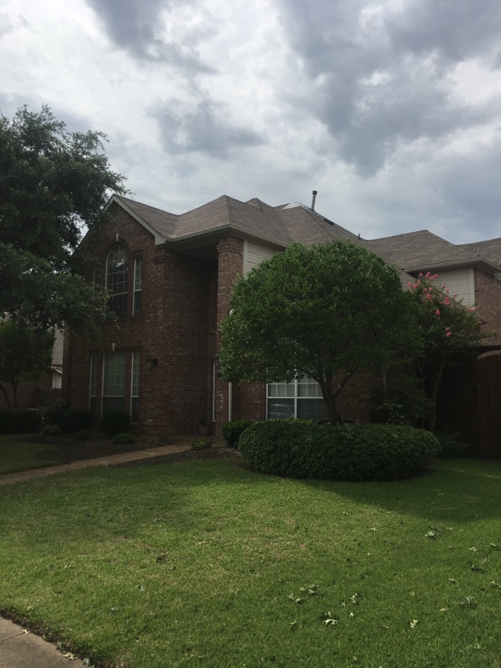 Carrollton, TX - Roof severely damaged by baseball sized hail! Applied temporary tarps to ensure no water will get damage the interior of the home. GAF Weathered Wood HD Carrollton, TX - Roof severely damaged by baseball sized hail! Applied temporary tarps to ensure no water will get damage the interior of the home. GAF Weathered Wood HD