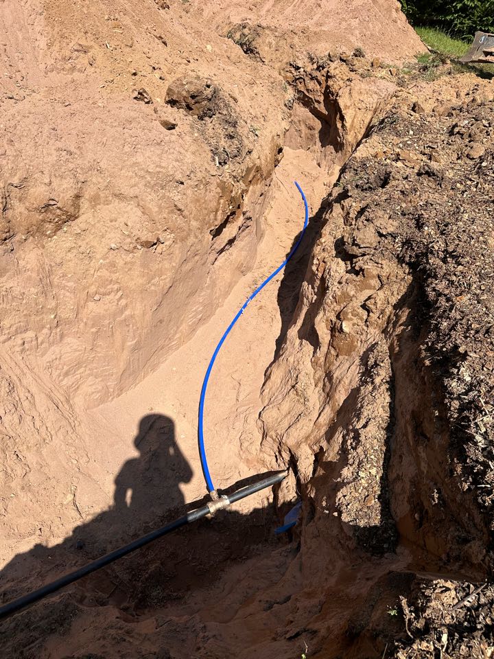 New water line main for a house today in Glastonbury and a septic tank riser !