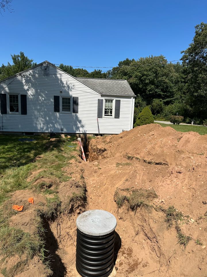 New water line main for a house today in Glastonbury and a septic tank riser !