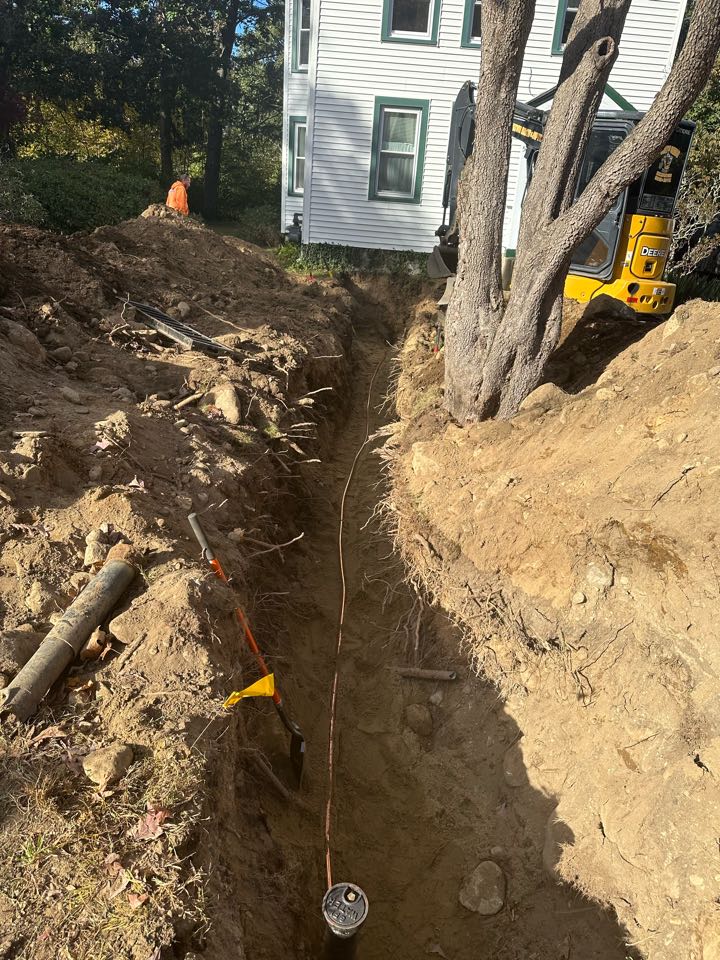 What started as a pretty straightforward sewer line repair turned into also doing a waterline as the waterline on the opposite side of the yard has been leaking into the ground due to a break for a long time and when we started to dig a trench, we saw water coming in to our sewer line trench. We ended up replacing the waterline with a new copper line and install the new sewer line 