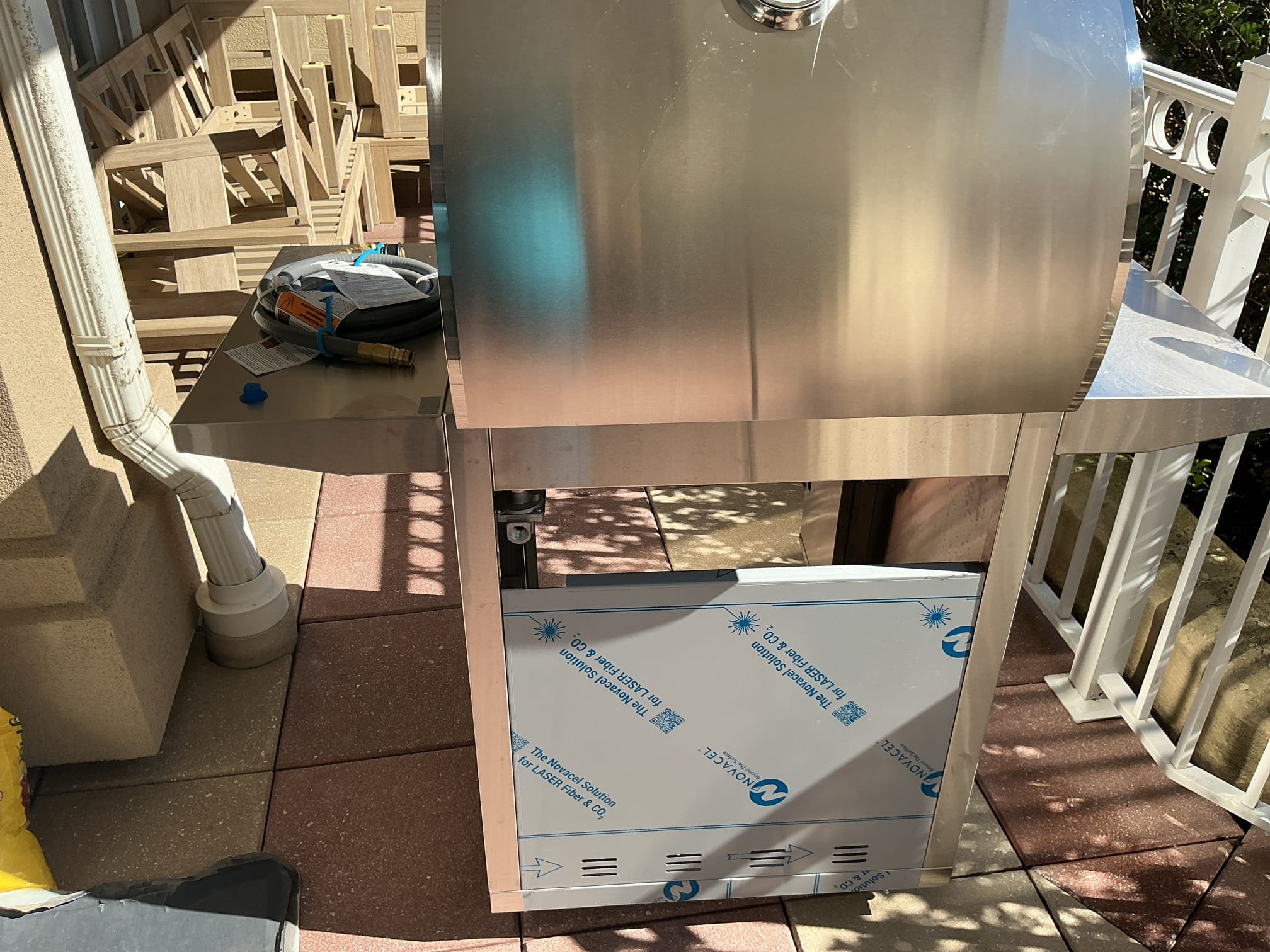 We had ran a gas line for the grill over a month ago, we arrived today to hook up the quick disconnect. I tightened down all my connections and turned the gas cock on at the house and there is no gas coming through. I called the technician that did the install and he stated there is another valve inside the home that was installed for inspection purposes. Client is aware that I can not turn the gas on to the grill since no one is home. I can not check for leaks either at this time.