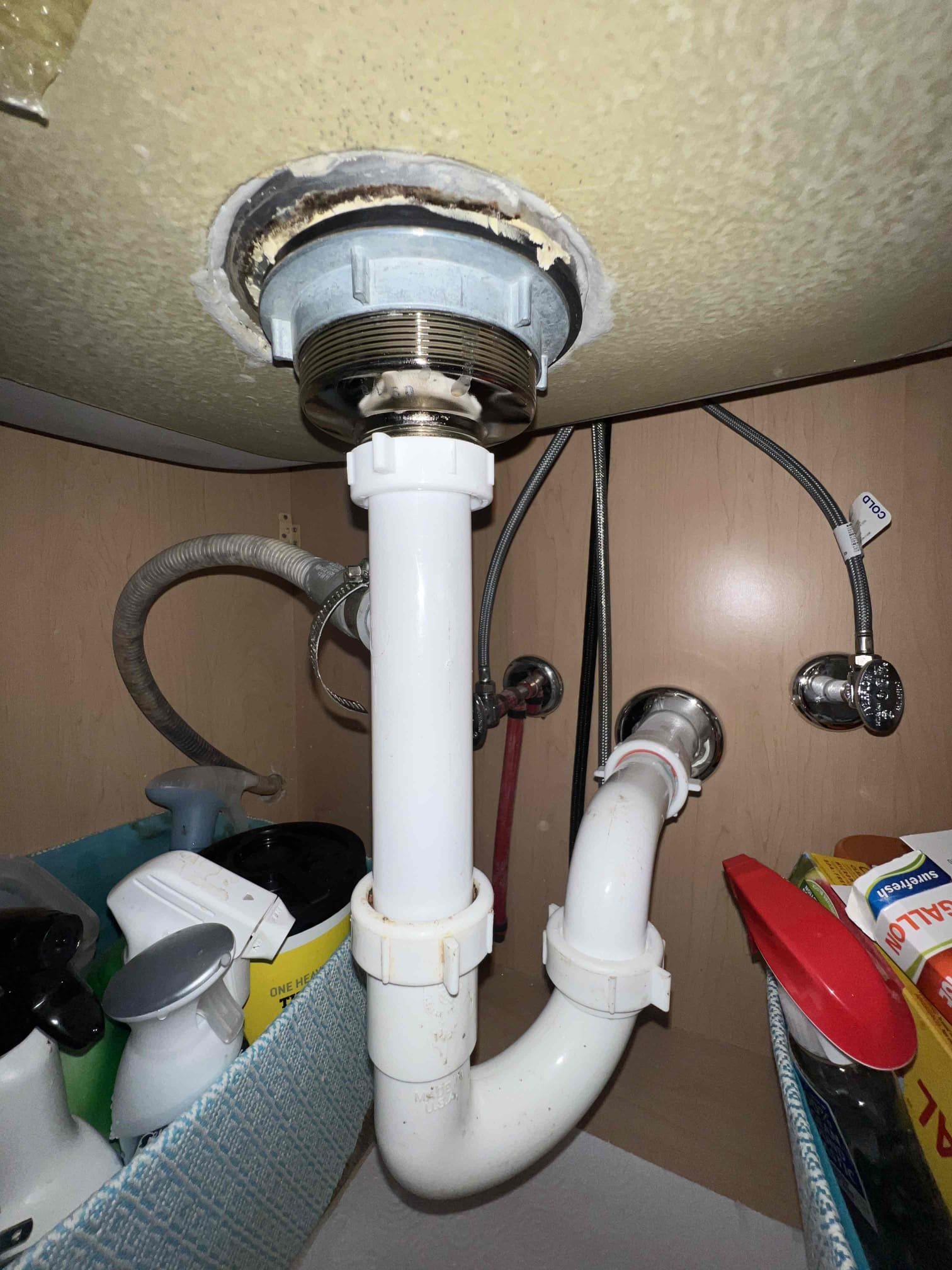 Ph 6
Hardness 3
Everything found on inspection 

Found 3/4 brass dishwasher tailpiece on inspection. Tailpiece was not leaking but advised customer that they tend to rot away over time due to poor water quality. Customer would like to move forward with replacing the tailpiece today. After replacing the tailpiece with tubular we tested for leaks with hot water. There are no leaks at this time.