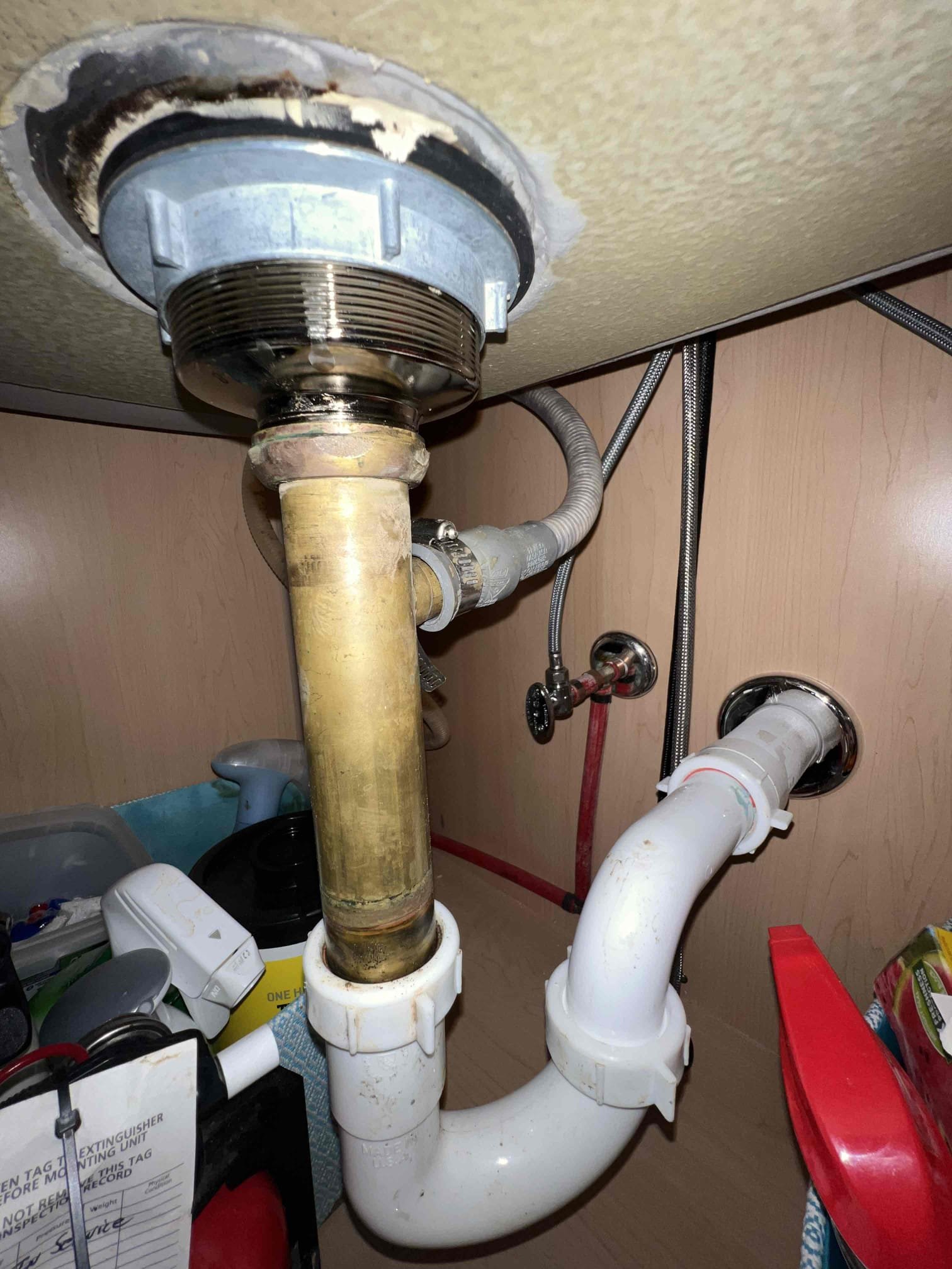 Ph 6
Hardness 3
Everything found on inspection 

Found 3/4 brass dishwasher tailpiece on inspection. Tailpiece was not leaking but advised customer that they tend to rot away over time due to poor water quality. Customer would like to move forward with replacing the tailpiece today. After replacing the tailpiece with tubular we tested for leaks with hot water. There are no leaks at this time.