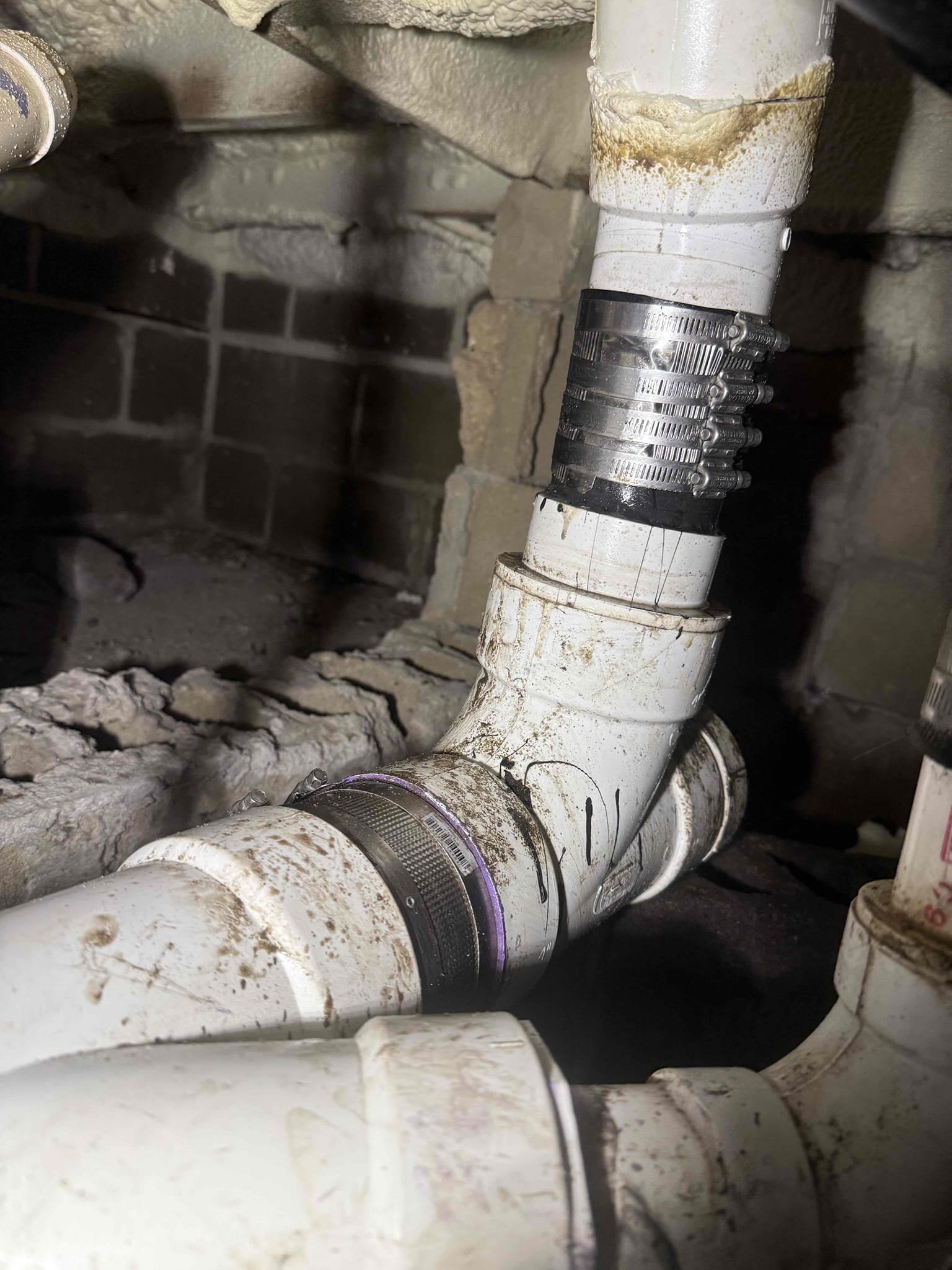 Minor diagnostic, adding a hanger and reattach no hub
Arrived to home for possible callback. Upon inspection found it was not on work we did. Improper install is the culprit. MyGuy added hangers and 2 no hubs to fix leak. Pipes were not lined up which caused original no hubs to pop out. Customer understands that this is a band aid fix and because we did not cut out and repipe what is there properly this issue may happen again. Customer just wanted it to not leak. She is aware that if it does leak again that the next step would be to cut and repipe that way pipes are lined up correctly.