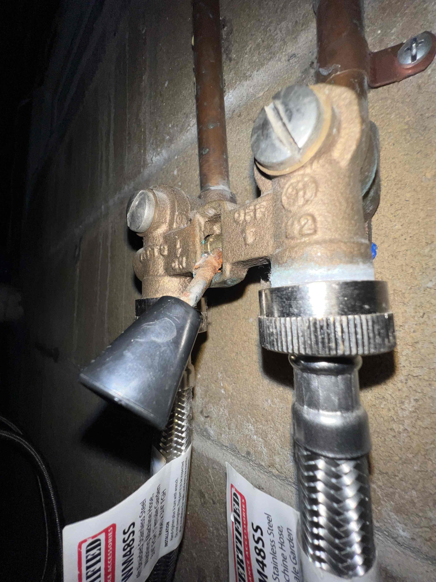 Arrived on site to perform plumbing inspection. Found washing machine single lever valve was dripping. Client said washing machine backs up every once in a while and everything else in the home is draining fine. Offered laundry package as existing drain pipe is 1 1/2 pvc. Would give back washing machine valves with laundry sink package.