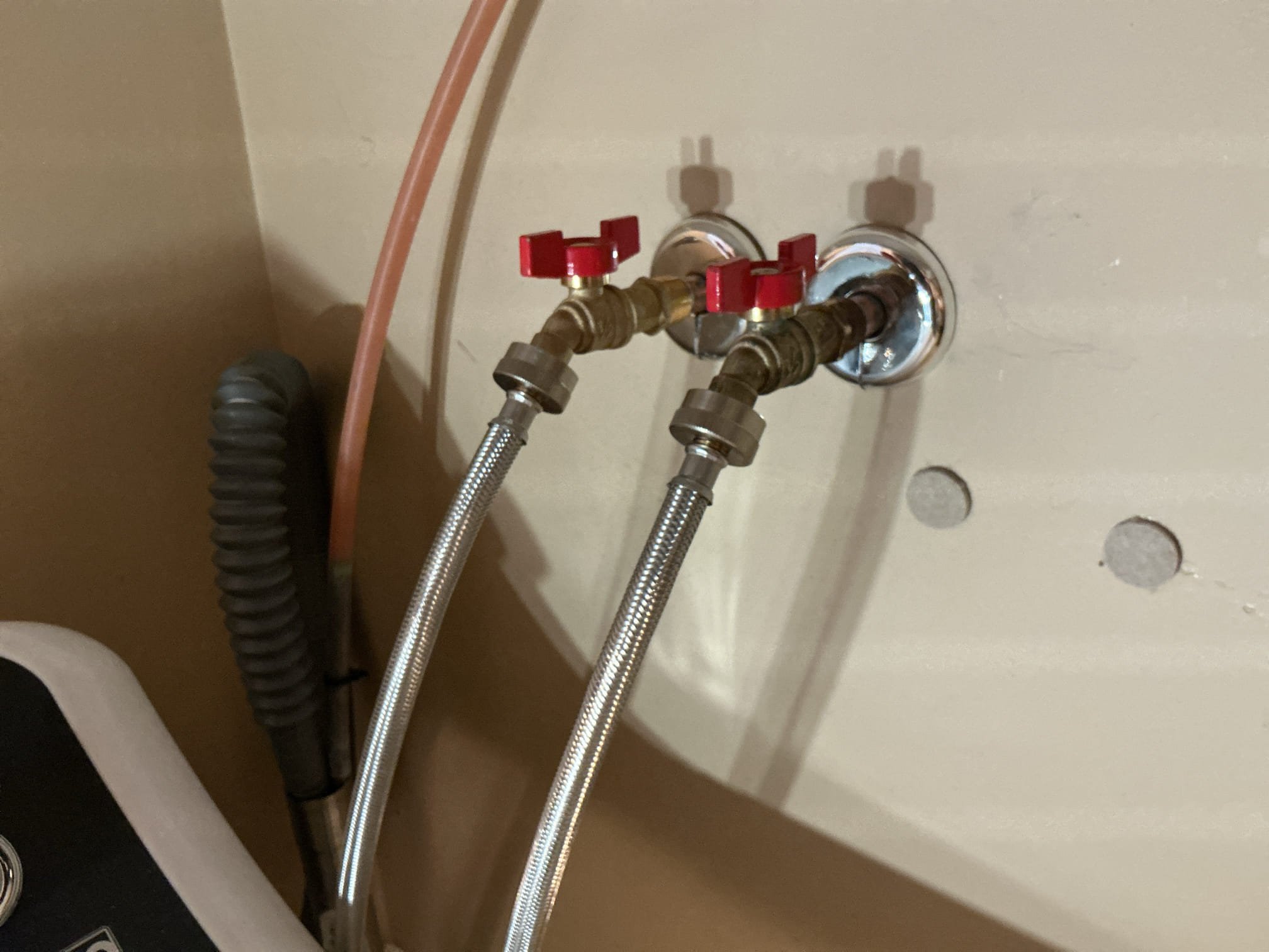 Arrived to the home, client has had their washer and dryer replaced last week. During the install he noticed the existing boiler drain valves for the washer are corroded, old, and shows signs of leaks in the past. Client would like to be proactive in replacement of the valves before any failures happen.
Shut off water to home and drained the system down.
Unsoldered existing valves from the wall.
Cleaned and prepped pipes for install.
Supplied and installed new quarter turn boiler drains for the washer.
Secured my connections and turned the home back on to check for leaks.
There are no leaks at this time.
Purged the system of air as well. Arrived to the home, client has had their washer and dryer replaced last week. During the install he noticed the existing boiler drain valves for the washer are corroded, old, and shows signs of leaks in the past. Client would like to be proactive in replacement of the valves before any failures happen.
Shut off water to home and drained the system down.
Unsoldered existing valves from the wall.
Cleaned and prepped pipes for install.
Supplied and installed new quarter turn boiler drains for the washer.
Secured my connections and turned the home back on to check for leaks.
There are no leaks at this time.
Purged the system of air as well.