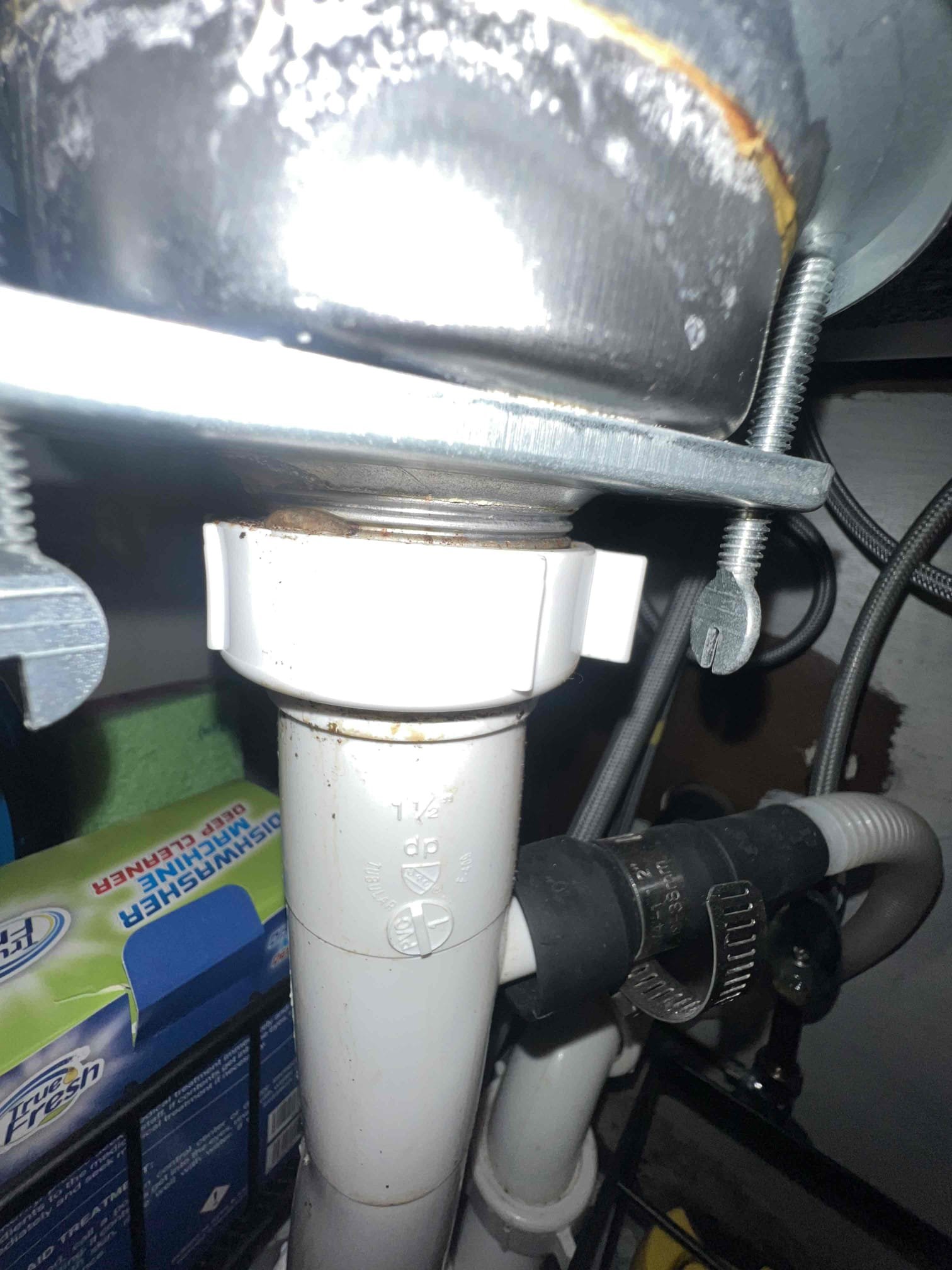 Arrived on site to perform annual inspection. Clients shutoff valves work under sinks all toilets passed dye test. Found dishwasher tailpiece has a slow leak and the tailpiece itself is a little bent. Client tightened it and leak stopped for now but advised client if it happens again to call us back to replace it. Left estimates to replace 3/4 dishwasher tailpiece.