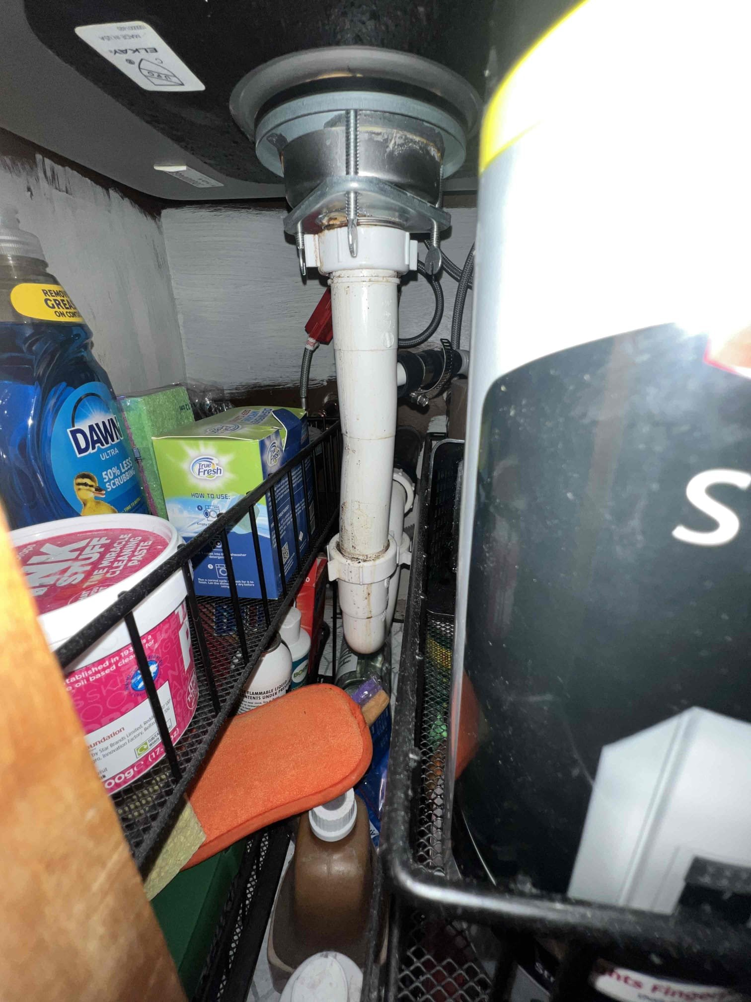 Arrived on site to perform annual inspection. Clients shutoff valves work under sinks all toilets passed dye test. Found dishwasher tailpiece has a slow leak and the tailpiece itself is a little bent. Client tightened it and leak stopped for now but advised client if it happens again to call us back to replace it. Left estimates to replace 3/4 dishwasher tailpiece.