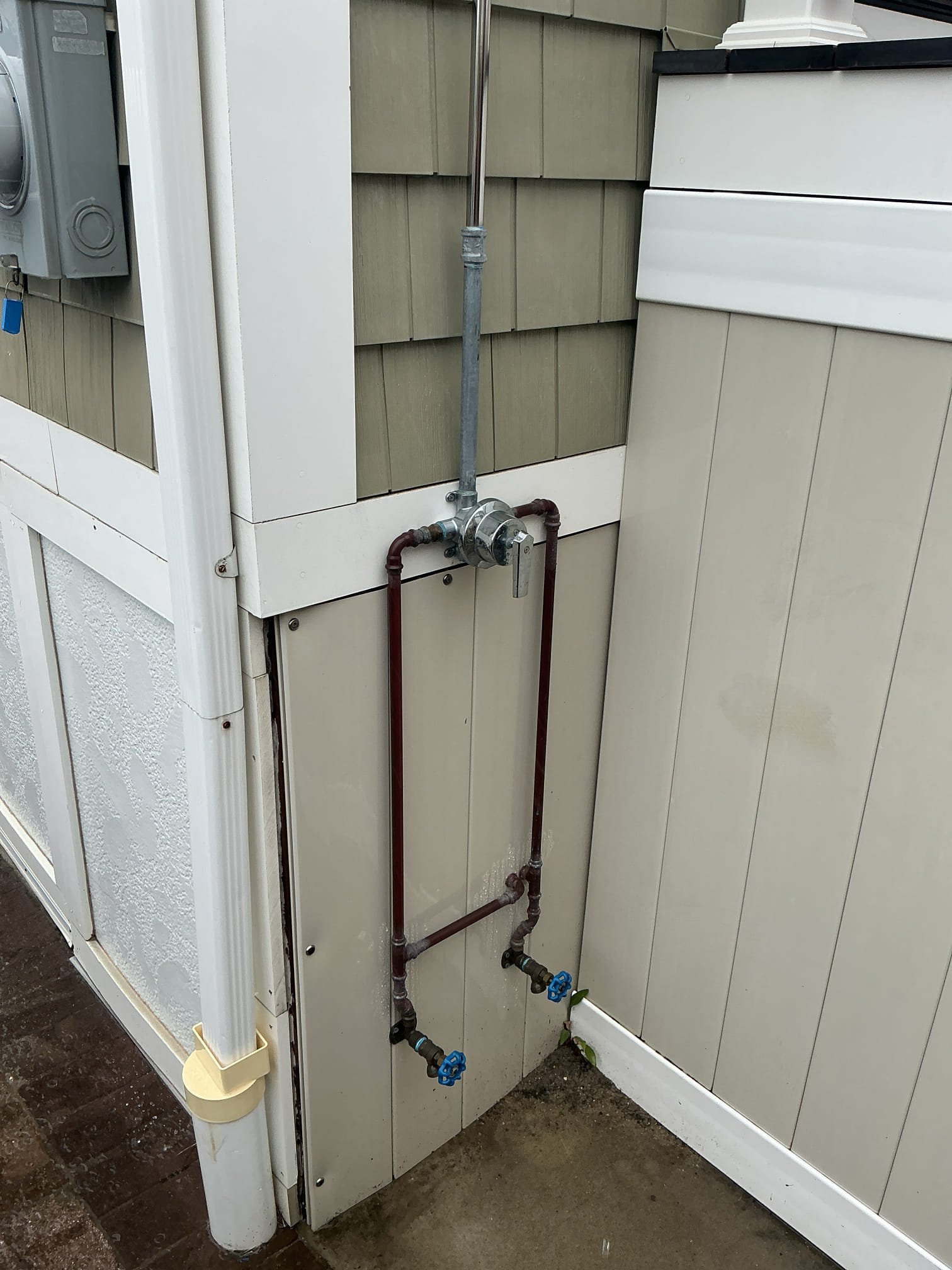 Hardness 2
Ph 8.0
Chlorine 1ppm
Pressure 55psi

Annual plumbing inspection completed.

After a very through evaluation and inspection of the homes plumbing only issue I have located is a minor code violation under the kitchen sink, being as that there is no vent under the sink. I will leave estimate to add a vent under the sink. I also cleaned the pop up assembly under the lave sink for the client.

Client requested to have their outdoor rinse station winterized for the season.
Located shut off valves and boiler drain valve under the home.
Introduced pressurized air to blow out the system.
With all the water out, I next disconnected the shower head and drain plug for the client and left them on site.