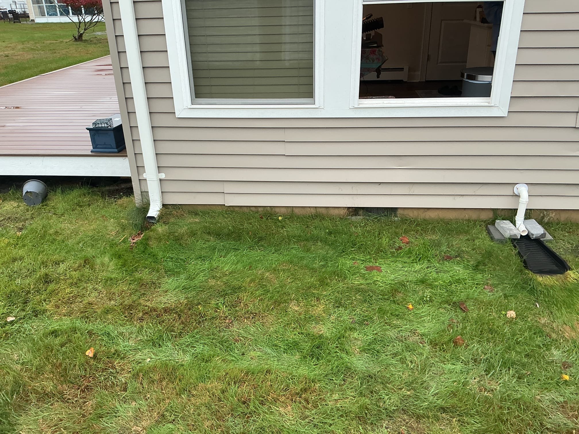 We had recently installed a sump pump in the crawlspace and discharged it outside to a splash block. When the weather is very rainy, the water exits the home, leeches into the ground, and back into the crawlspace making the pump go on and off. Client would like a different opinion on discharging the water. After seeing the landscape of the home, I advised to the client to have me relocate the discharge pipe towards the back of the home, under the deck and install the splash block there. I have accepted a small deposit for the work to be completed. We are returning this Wednesday to complete the job. We had recently installed a sump pump in the crawlspace and discharged it outside to a splash block. When the weather is very rainy, the water exits the home, leeches into the ground, and back into the crawlspace making the pump go on and off. Client would like a different opinion on discharging the water. After seeing the landscape of the home, I advised to the client to have me relocate the discharge pipe towards the back of the home, under the deck and install the splash block there. I have accepted a small deposit for the work to be completed. We are returning this Wednesday to complete the job.