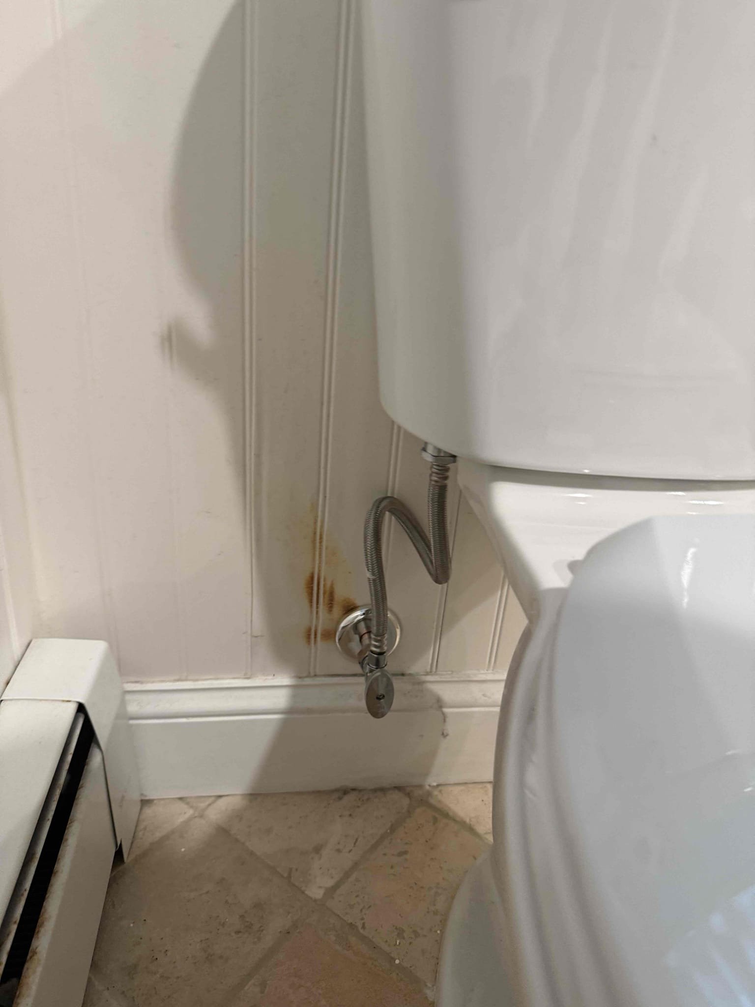 Today we arrived on site to complete toilet my guy plumbing shut off water to the home to install new shut off valve and install toilet after all work was done. My guy plumbing turned the water back onto the home to test for leaks. At this time their are no leaks found everything is working as should. 