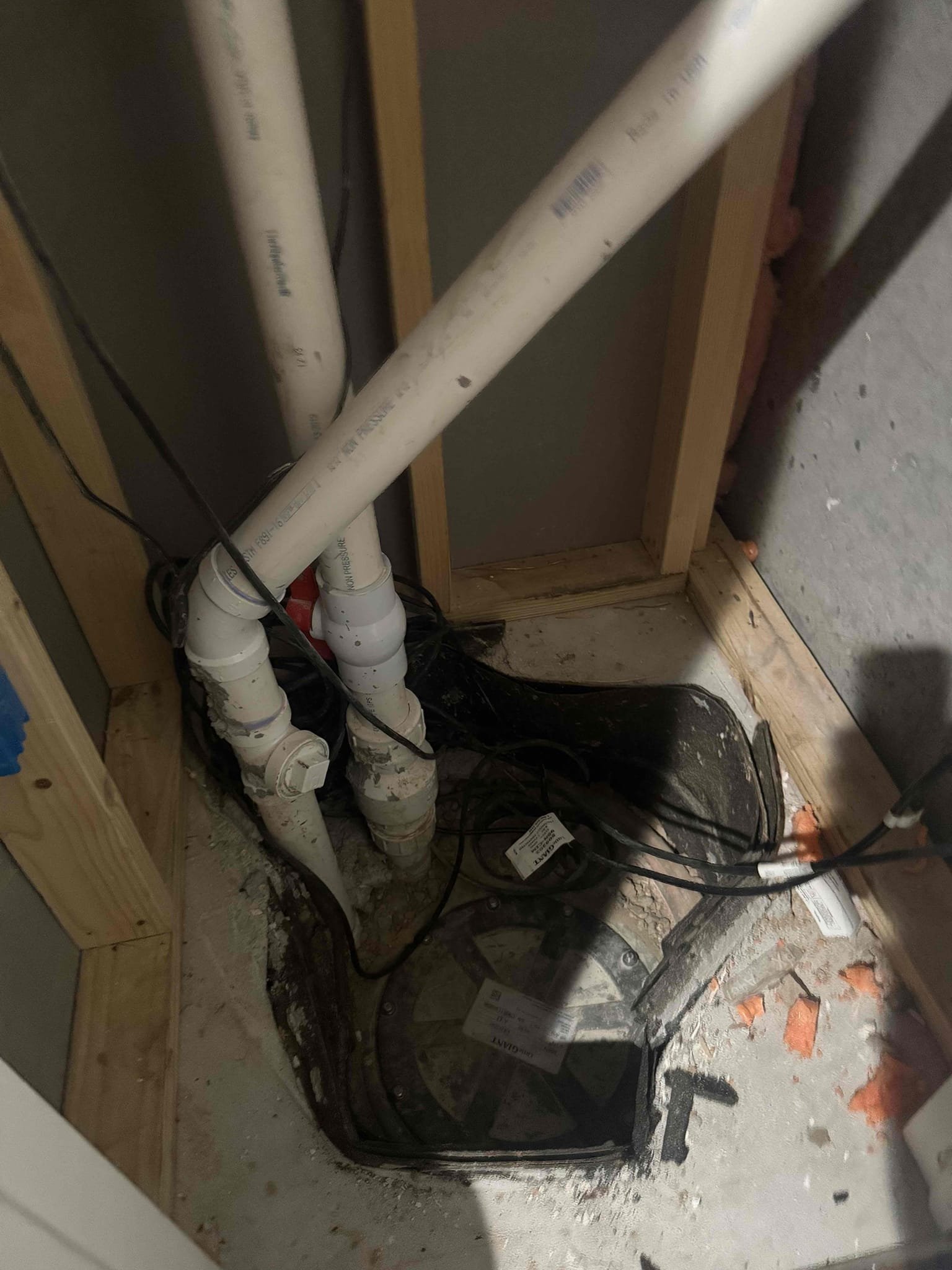 Arrived to home for ejector pit issues. We were out here for a clog. Technician noticed that the inlet pipe settled causing it to get disconnected from pit itself. To correct this issue we would need to pull entire pit and drop or raise pipe going into main stack. Gave 2 options. Option one would be complete replacement of entire pit and pump.