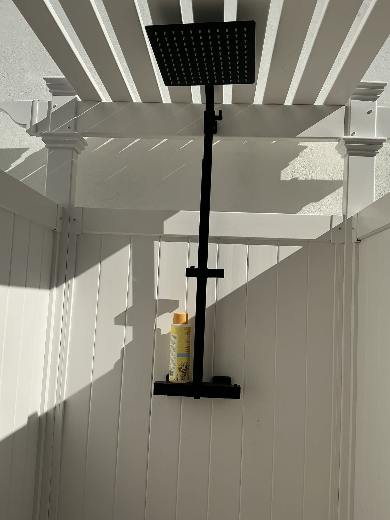 We had recently installed a customer supplied outdoor rinse station for the client, we arrived today to winterize the system.
Located shut off valves for the system under the kitchen sink.
Introduced pressurized air through winterization station in garage. 
Blew out air on both hot and cold side.
Left boiler drain valves on and removed handheld and shower heads.
System is now winterized for season.