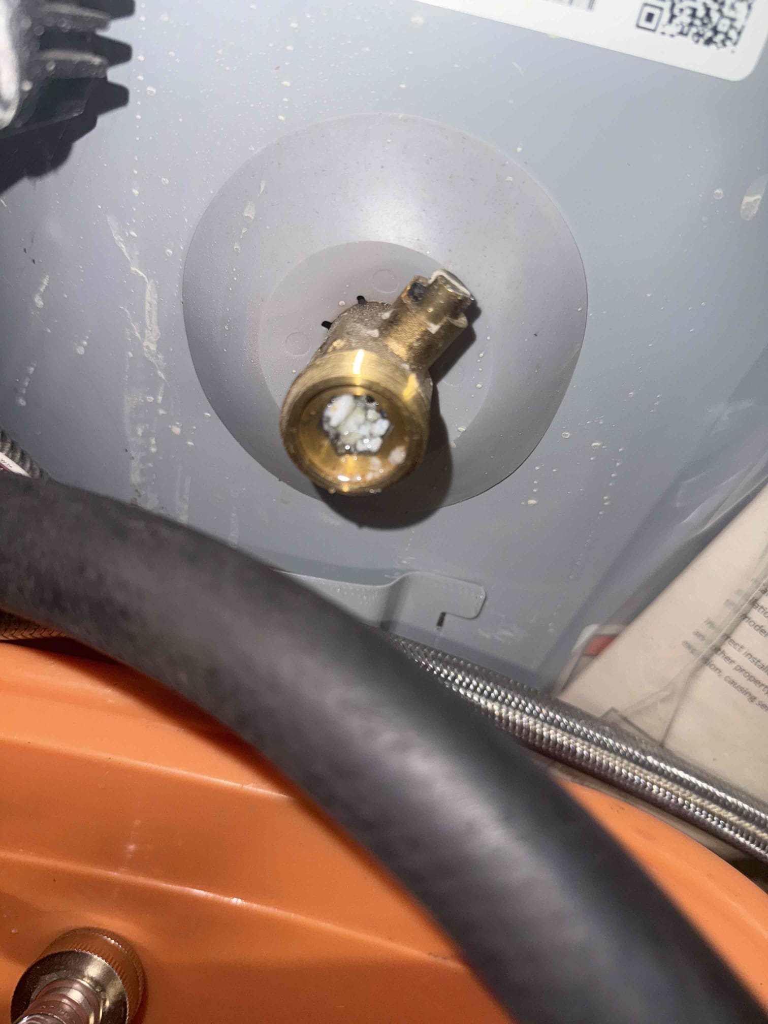 Flush water heater new sump with membership 
Arrived to home for banging sound from water heater. Upon inspection found that the sound was com8ng from sediment. Water heater from 2018. Still left option to replace. While flushing water heater into sump pit noticed that pump was not pumping. Needed replacement. Customer moved forward with replacing pump and membership so I flushed as courtesy. Discharge for sump could not be located. While testing it stopped pumping because outlet is blocked but could not locate. Customer is not sure where it is. There is a vent in the middle of the run. Removed studor vent until customer can find outlet and we will come back to further diagnose. 