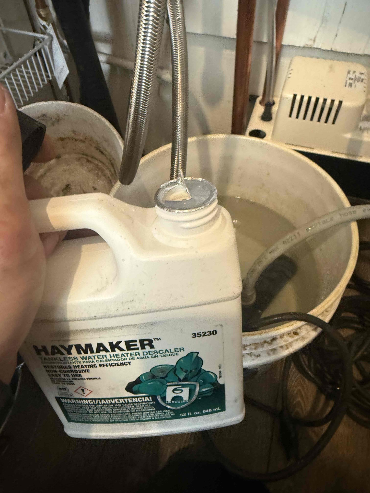 Flush tankless 
Arrived to home to flush tankless.. unit is 2 years old and has no issues. MyGuy supplied solution to descale tankless and cleaned all filters. Unit is up and running as it should, there are no leaks