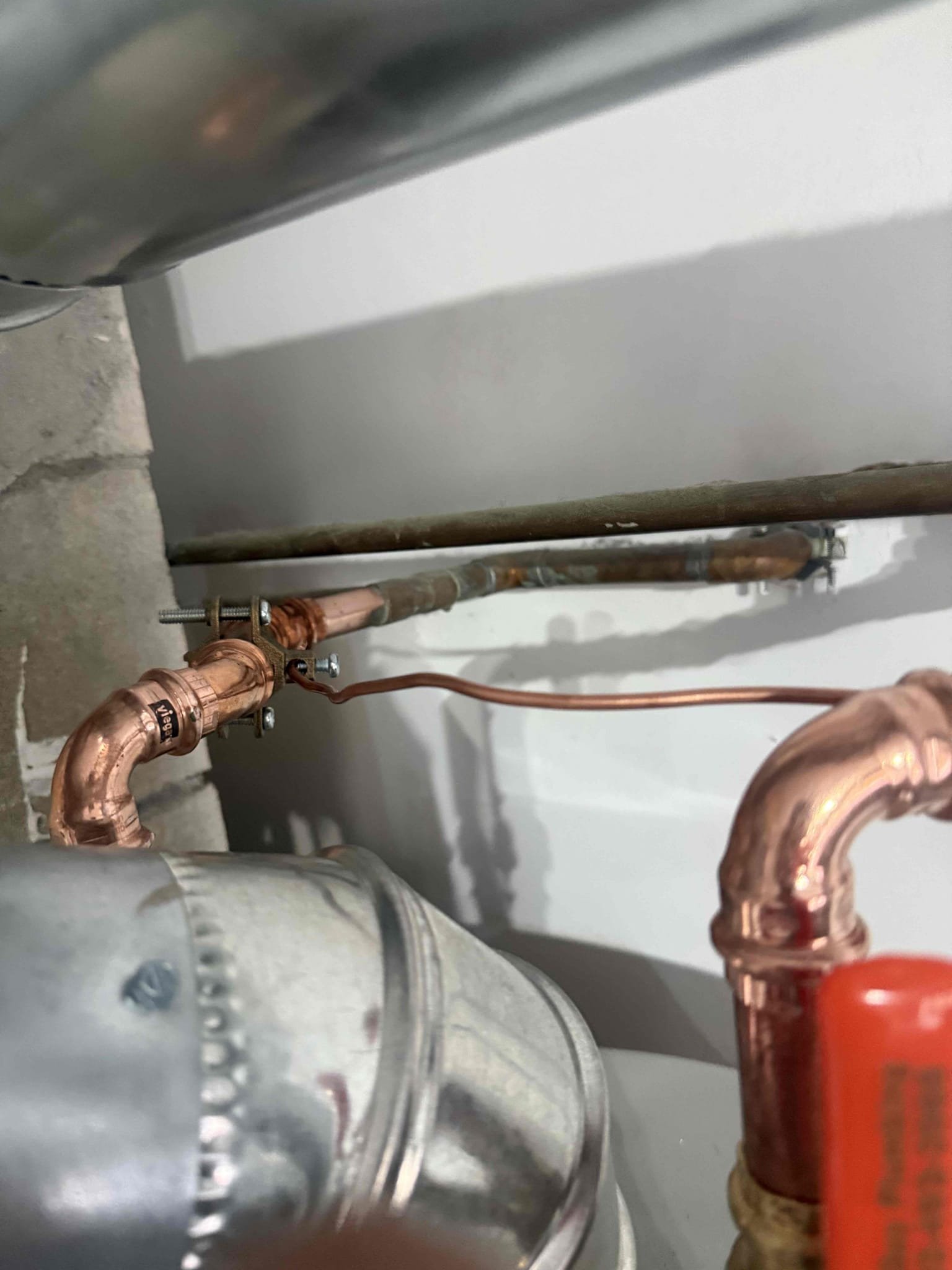 New water heater, 1 main shut off valve with membership
Began draining old water heater, then cut all connections to it removed heater. Brought new water heater in, made up all connections to new heater. We change old valve with new ball valve at main going towards house. 
Customer got wrong vanity top as the old 1 is towards the left and the new is centered so it can’t be placed at this time. We will be coming back at a later time when customer gets new base for vanity. But once everything was said and done we checked for leaks, there are no leaks at this time.