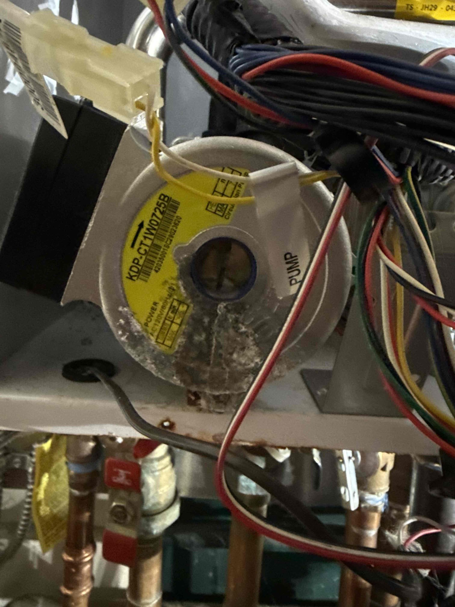 Arrived on site customer stated that they had no heat no hot water. Upon inspection found that the circulator pump is leaking and the heat exchanger is in bad shape. Upon inspection contacted tech support they stated that the circulator pump need to be replaced and recommend the 3 way valve be replaced. They stated that the heat exchanger is ok for now but in the past we’ve found that most time tech support recommends replacement with the condition it is in. Replaced circulator pump and purged unit and found that the water pressure sensor inlet is leaking as well that was not noticed previously will need to return to replace part tomorrow. Collected payment for work performed today. 