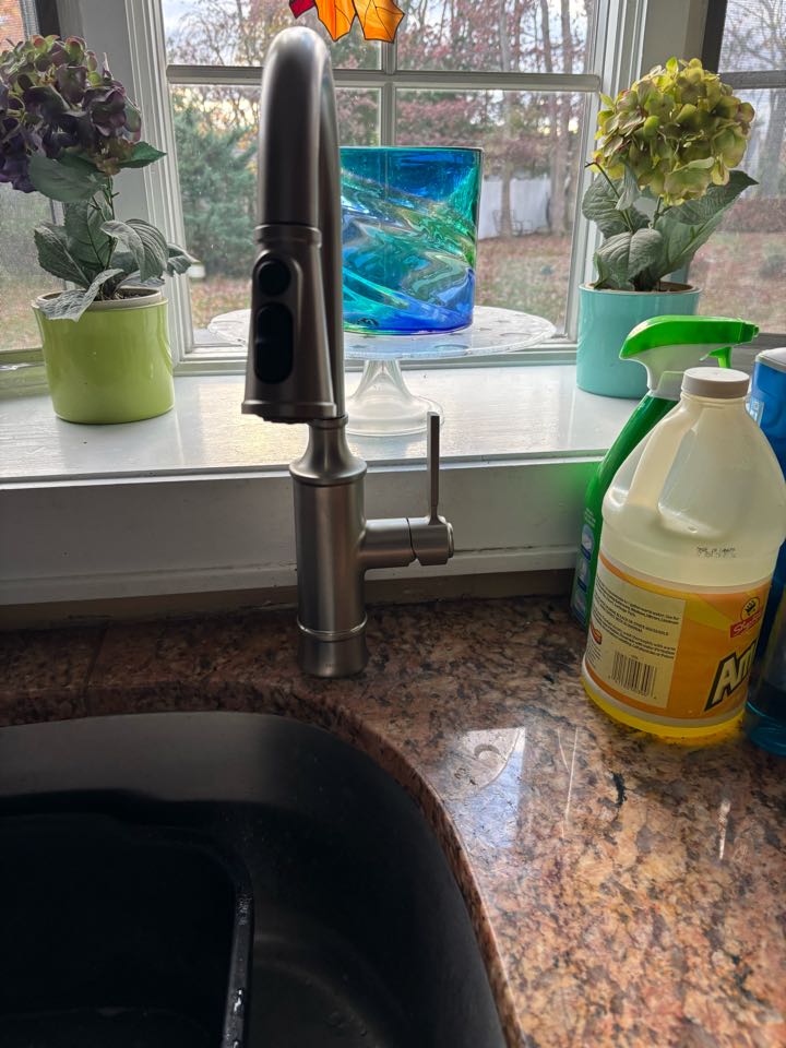 Installed new customer supplied faucet and replaced trap under lavatory sink. Forked River, NJ 08731