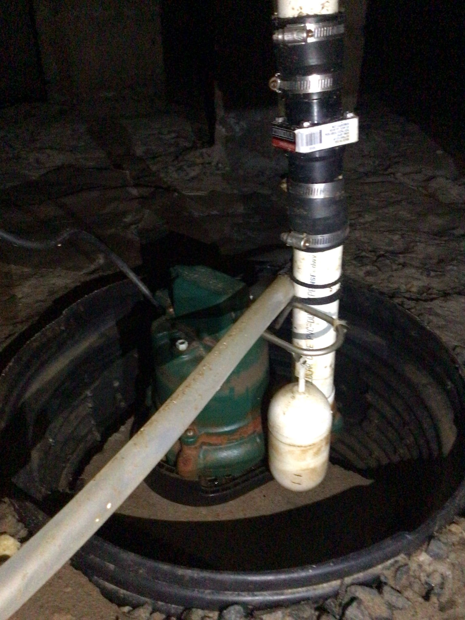 Arrived on site client stated his sump pump that we installed last year is no draining longer pumping out any water. Upon inspection client stated he had a company at his home to install a humidifier in his crawlspace and it appears they raised the pump too high up not allowing the float on the pump to activate and they also installed a second check valve. Client wanted them to pay for the work to performed but the humidifier company said they would have someone out to fix it. 