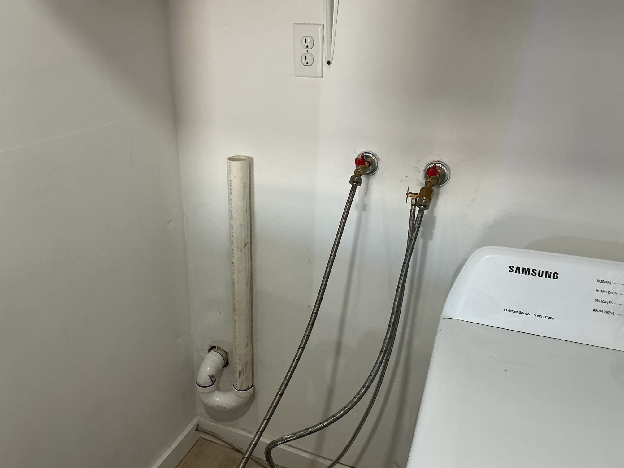 Arrived to the home, client is selling the home and they need the drain standpipe for the washer replace due to a crack and the washing machine valves replaced. I provided options due to an illegal saddle valve on the cold side being connected. Client would like to just replace the valves and fix the drain at this time.

Cut pvc pipe to access the hub.
Using a socket saver, I saved the hub of the 2in PVC.
Supplied and installed new washing machine stand pipe and glue trap.
Secured my connections and ran water to check for leaks.
There are no leaks at this time.

Shut off water to the home and drained the system.
Unsweated existing boiler drain valves.
Prepped copper stub outs.
Supplied and installed new boiler drain valves.
Turned water back on to check for leaks.
There are no leaks at this time.

*Client is aware of the illegal saddle tap valve for the ice maker.
*Client is now a member.